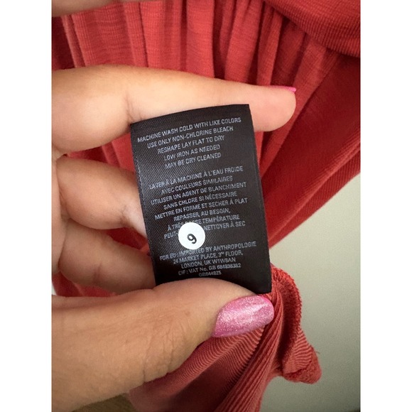 Maeve Nora Textured Sleeveless Dress in Rust Anthropologie V Neck Wrap Midi Sz S - Picture 6 of 10